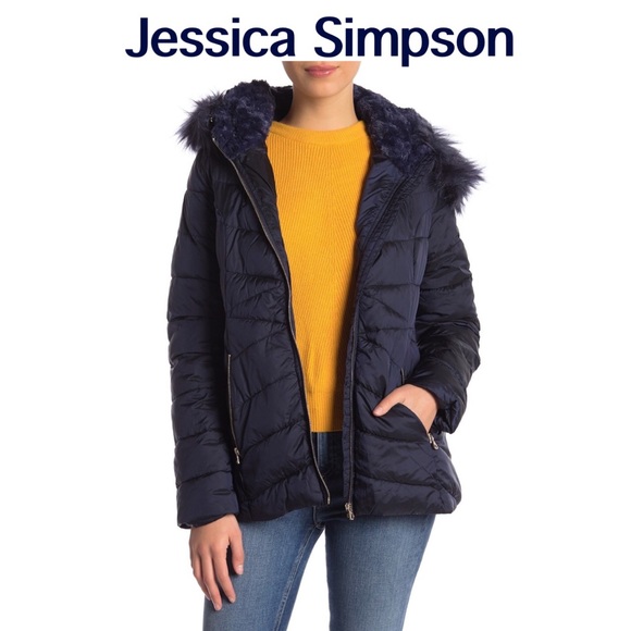 NWT Cozy Teddy Faux Fur Trim Hooded Jacket